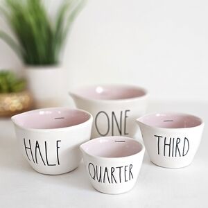 Rae Dunn Measuring Cups Set ONE HALF THIRD QUARTER Pink Interior Nesting